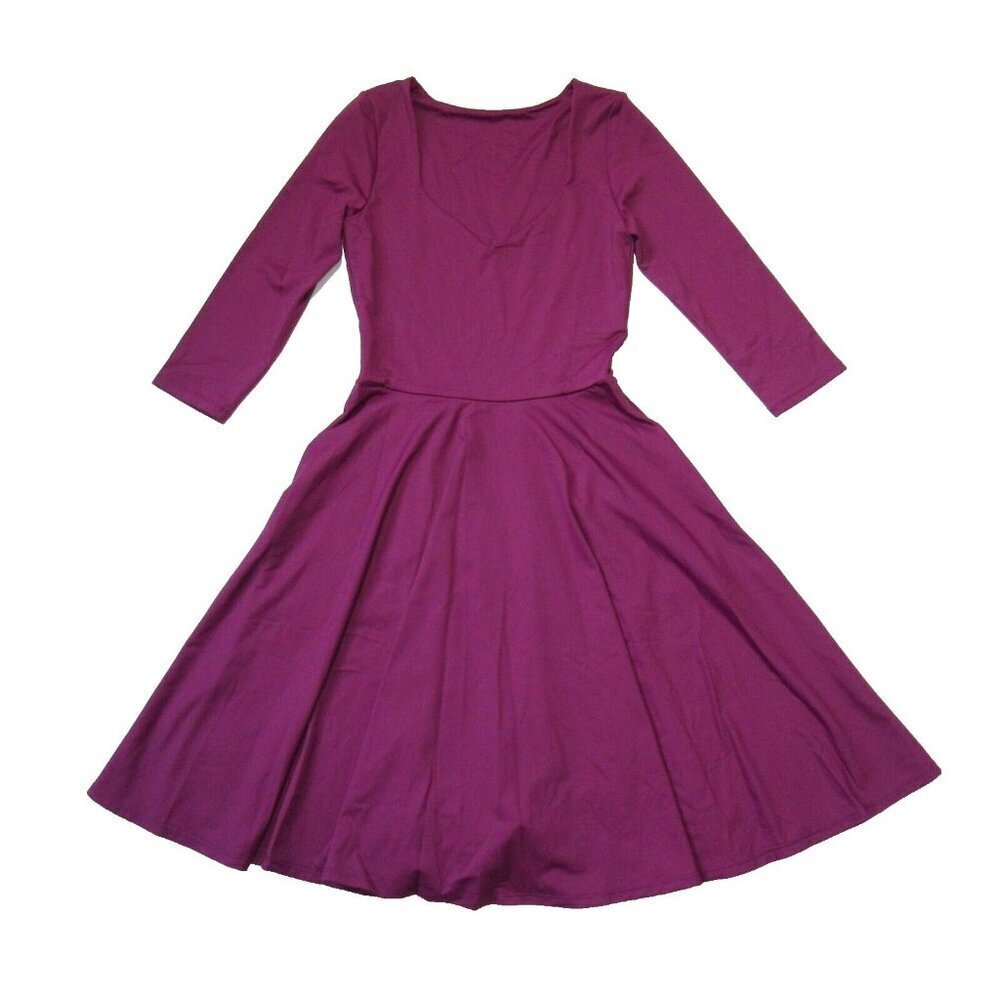 NWT BlackMilk Matte Ruby Heart 3/4 Sleeve Longline Stretch Fit & Flare Dress S